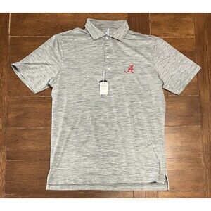 Men’s Johnnie O Sz M Alabama Tide Grey Heather Huron Featherweight Polo NWT